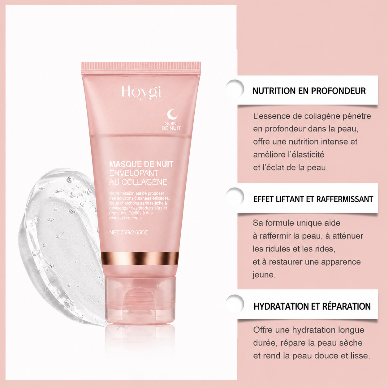Masque de nuit peel-off au collagène hydrolysé