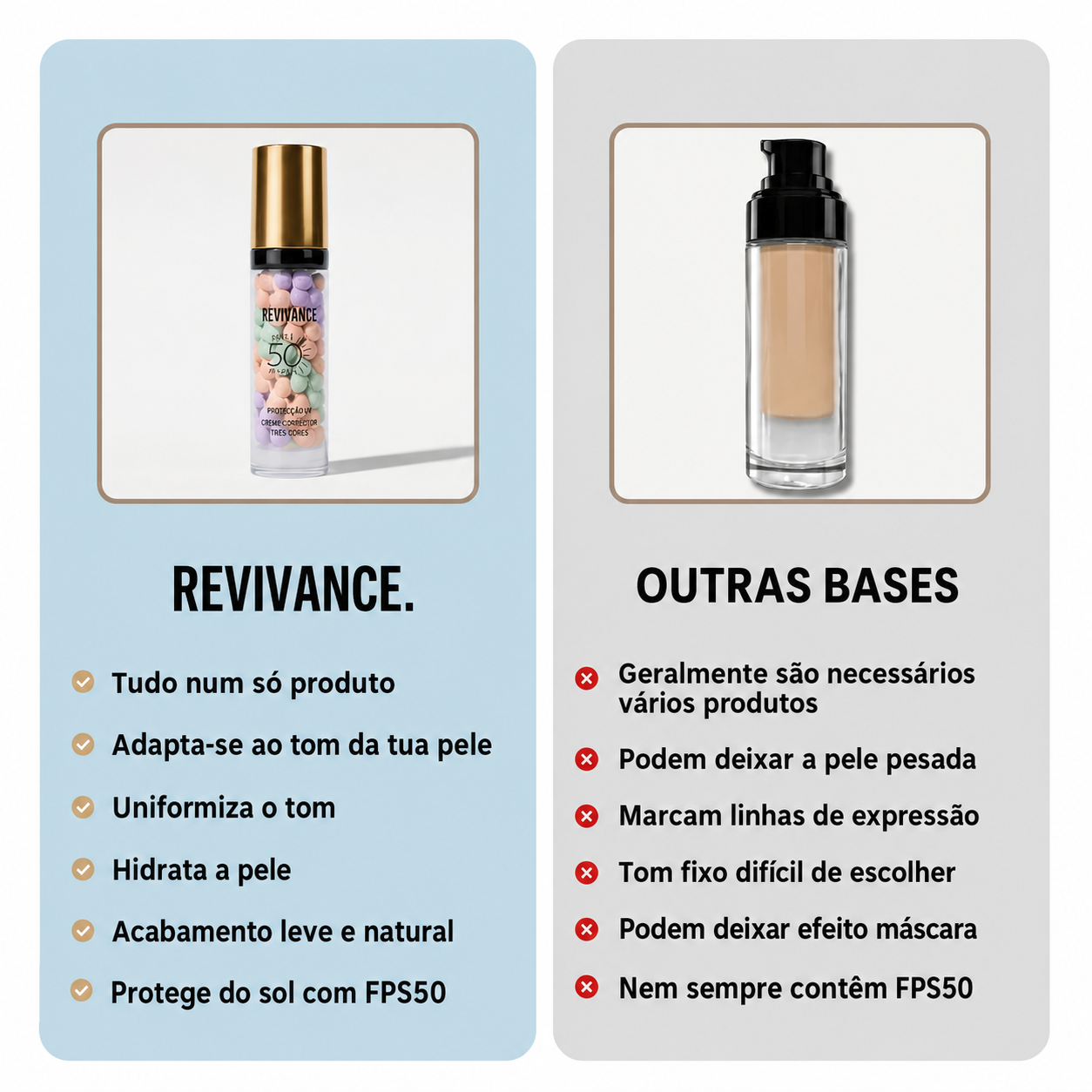 CC Cream Base Corretora 3 em 1 FPS50 | Revivance