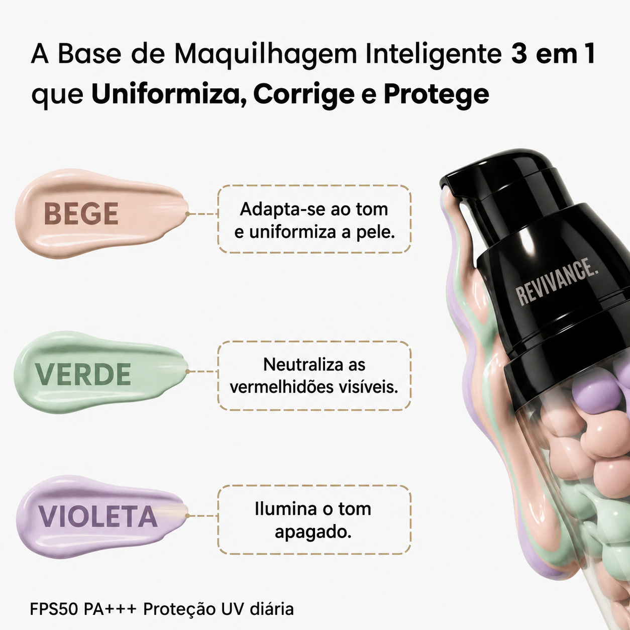 CC Cream Base Corretora 3 em 1 FPS50 | Revivance